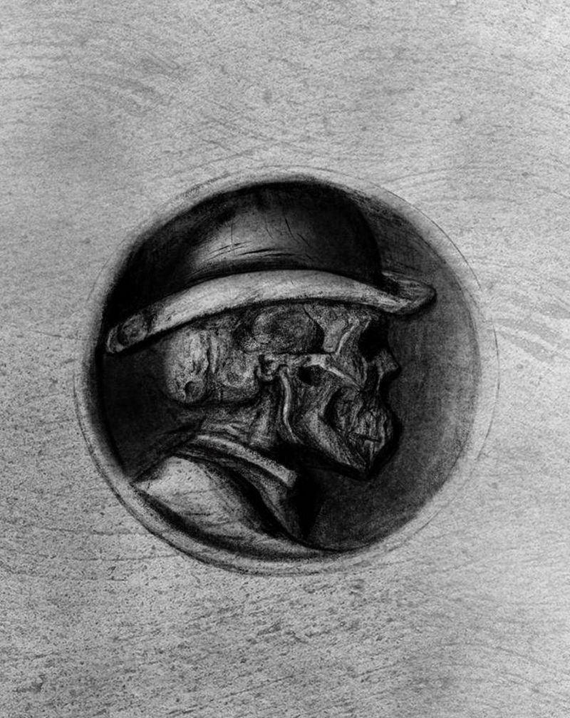 骷髅硬币纹身图片_欧美写实纹身图案