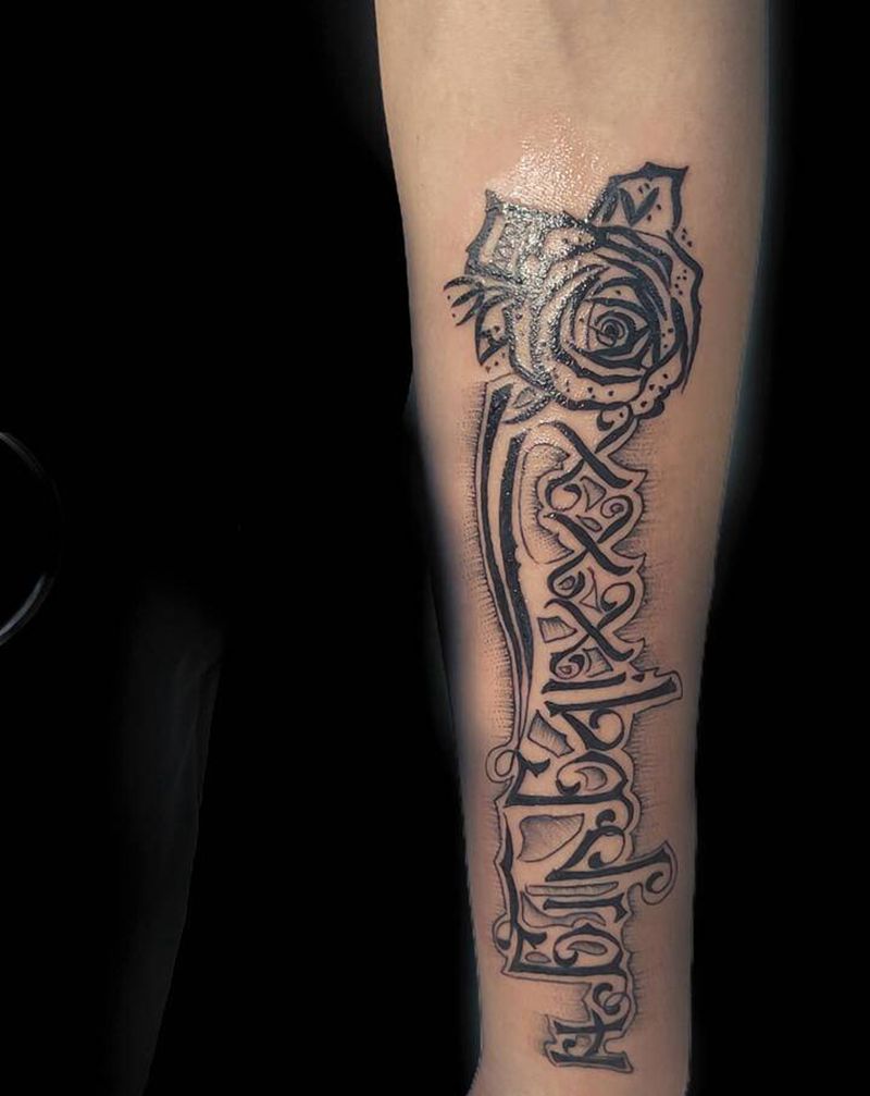 花体纹身图片_花体字纹身图案