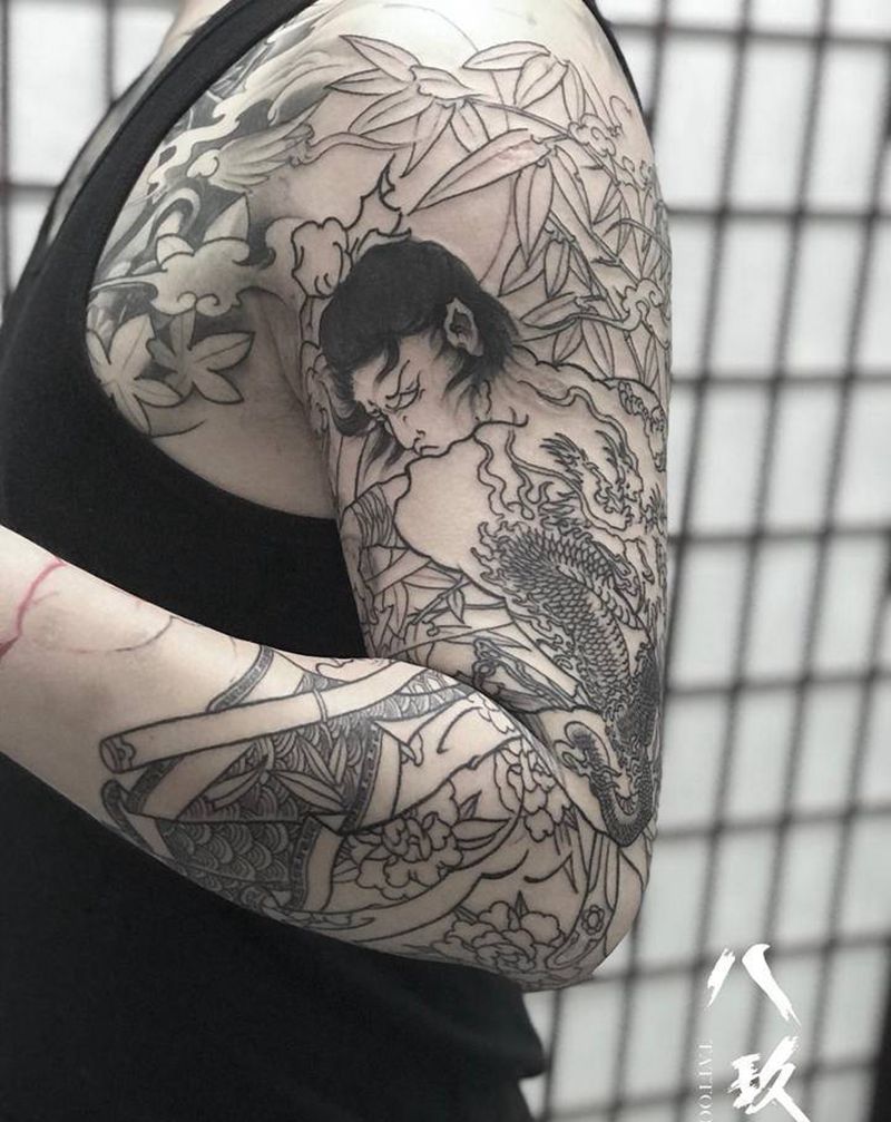 九纹龙史劲纹身图片_手臂纹身图案