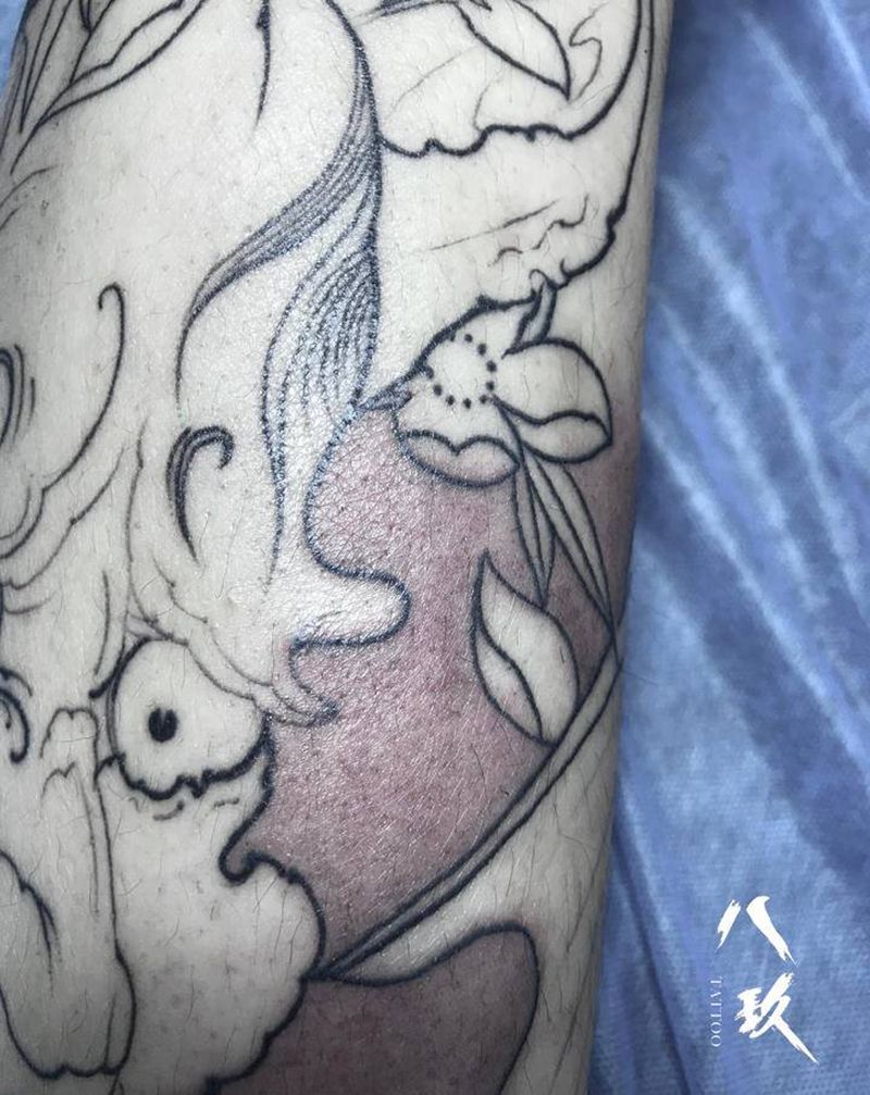 包小腿未完纹身图片_腿部纹身图案