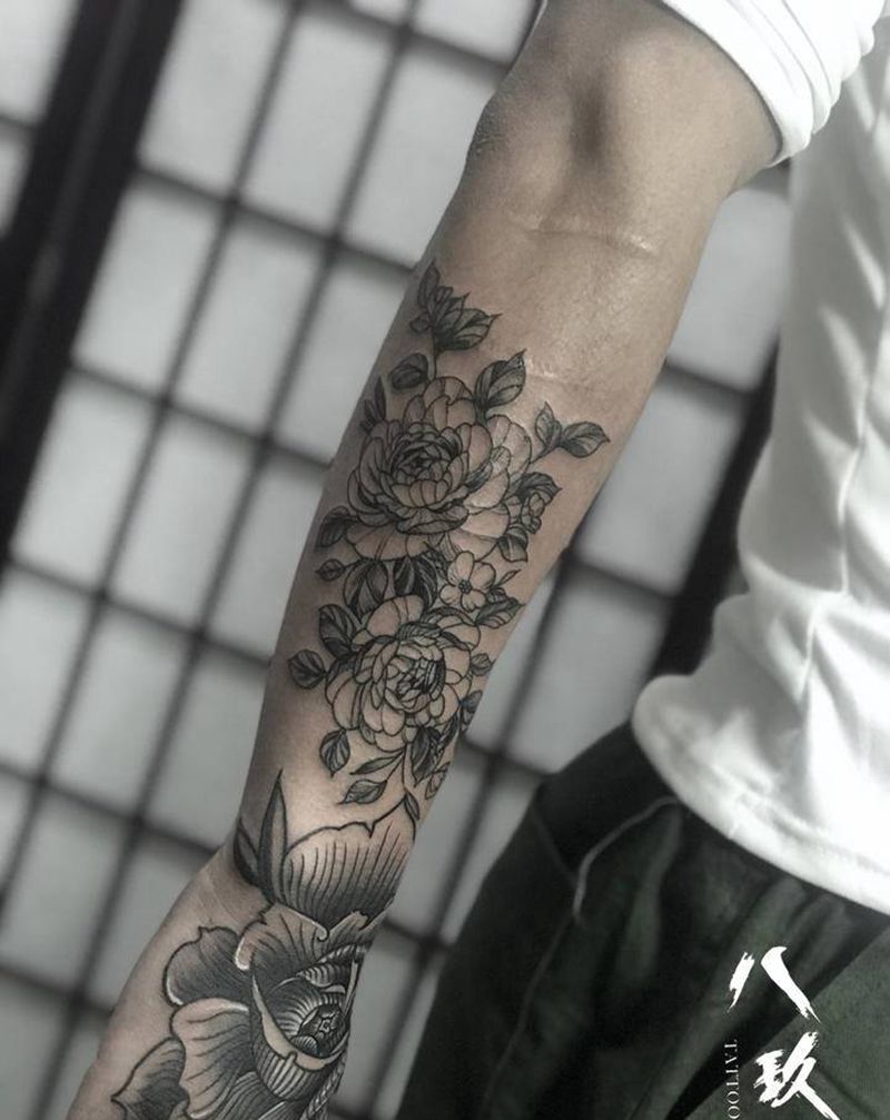 素花纹身图片_手臂纹身图案