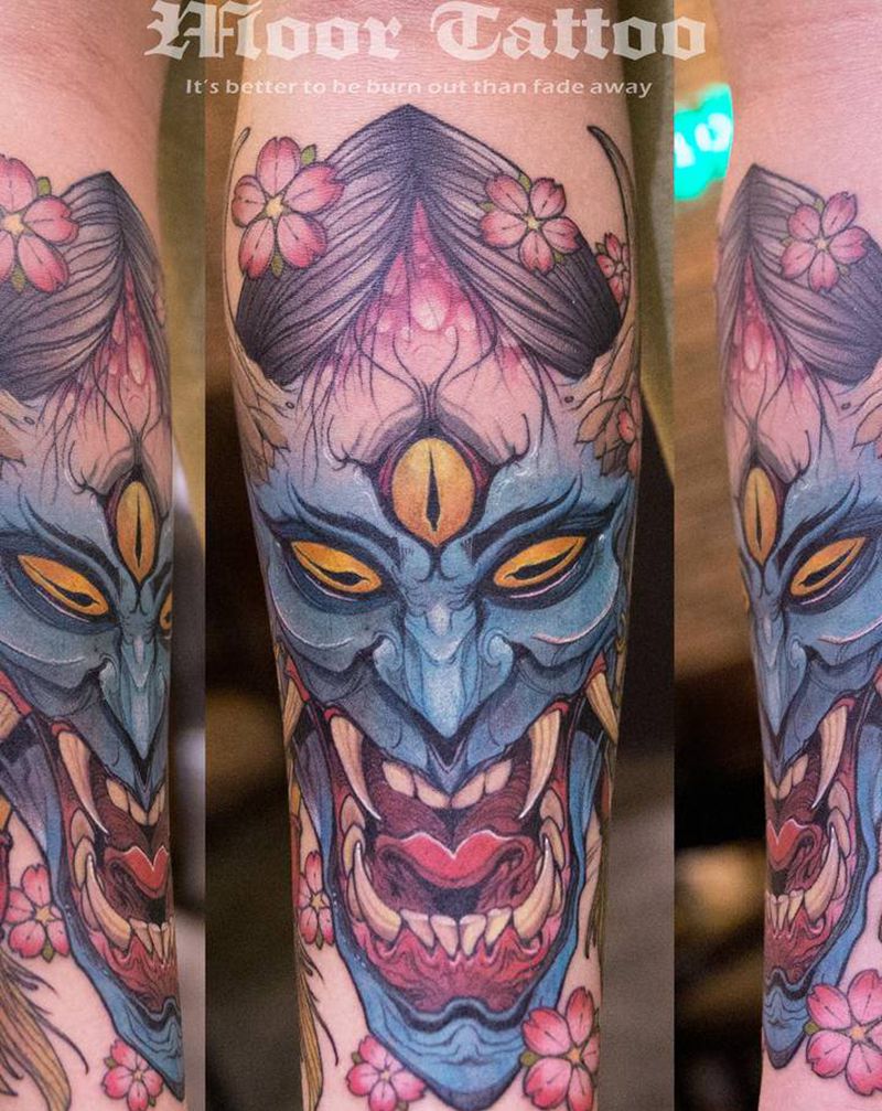 般若纹身图片_手臂New School纹身图案