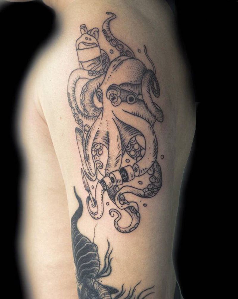 章鱼纹身图片_点刺纹身图案