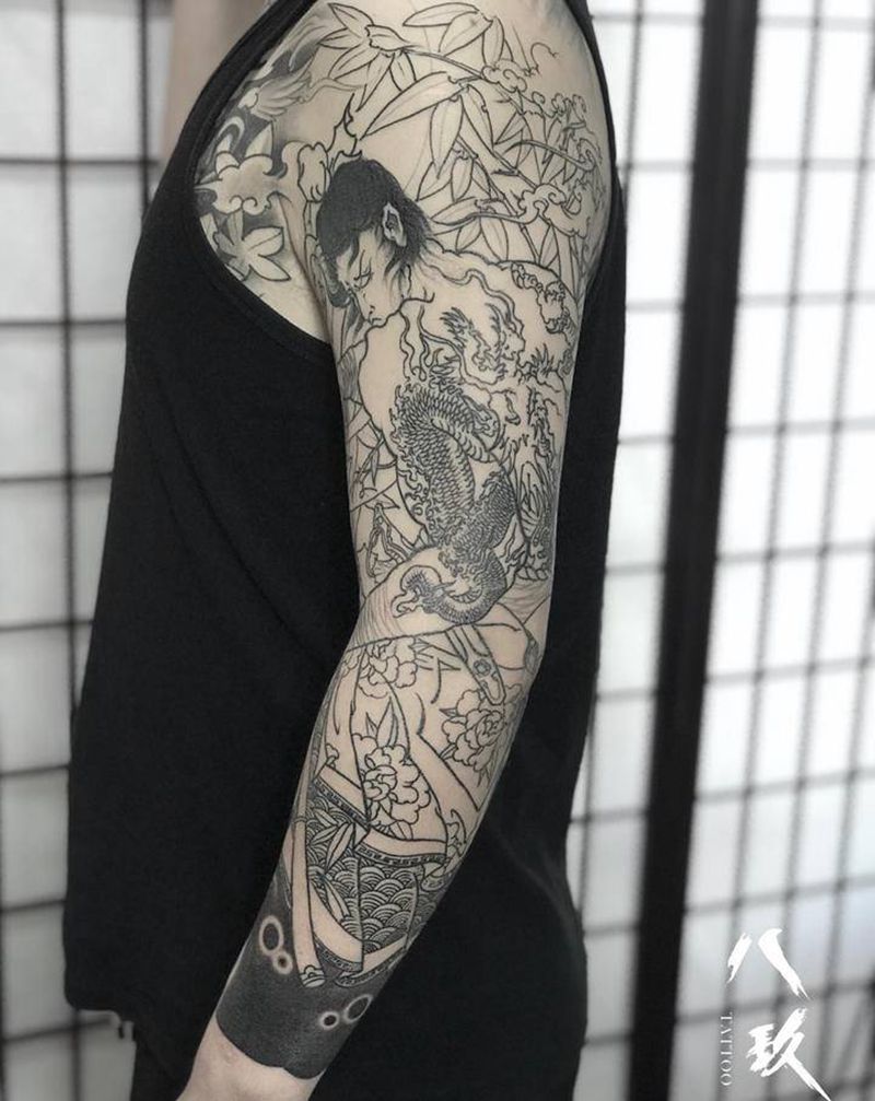 九纹龙纹身图片_新传统纹身图案