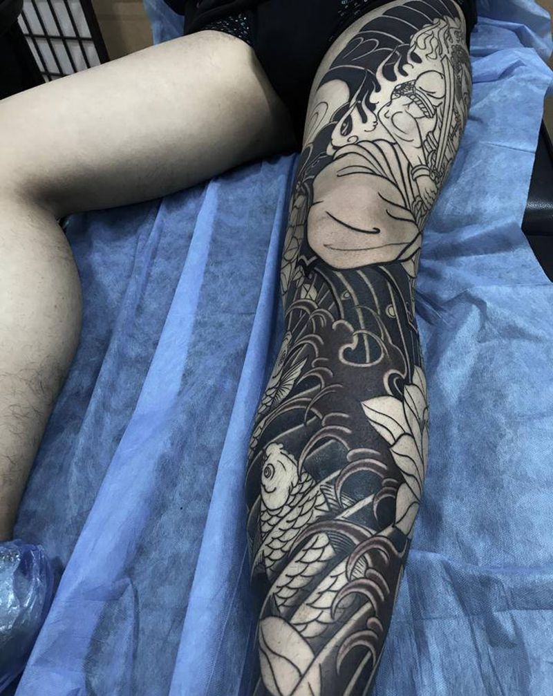 花腿30%纹身图片_老传统纹身图案