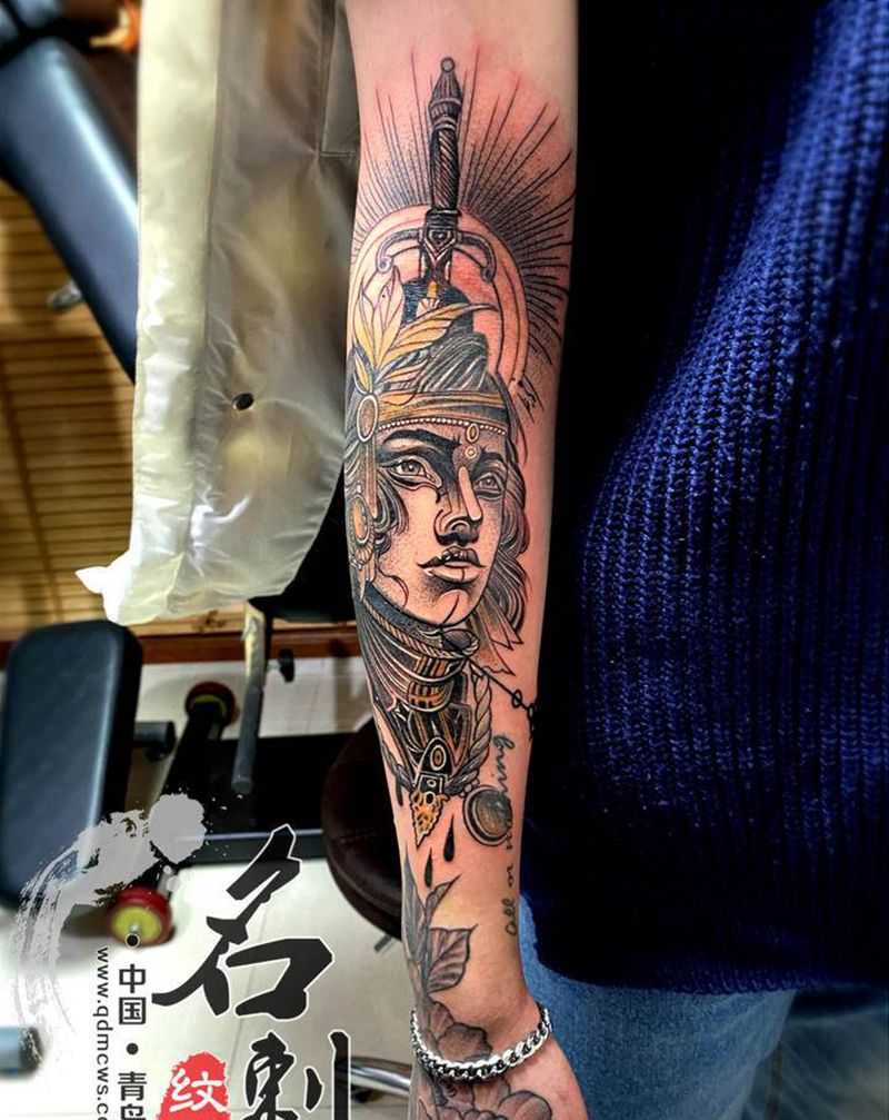 新风格纹身图片_背部手臂Old School点刺纹身图案