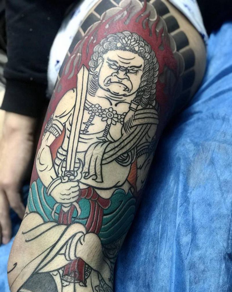 临摹，花腿不动明王纹身图片_老传统纹身图案