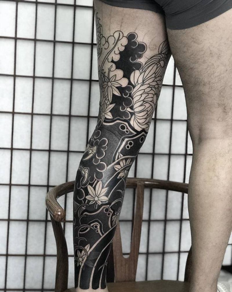 老传统花腿龙纹身图片_老传统纹身图案