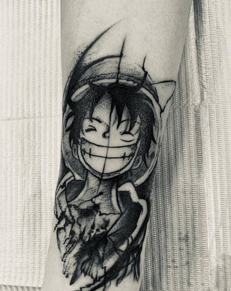 路飞遮盖纹身图片_暗黑纹身图案