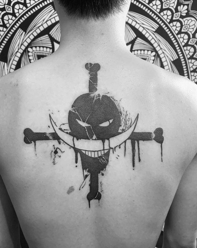 老爹纹身图片_背部图腾水墨纹身图案