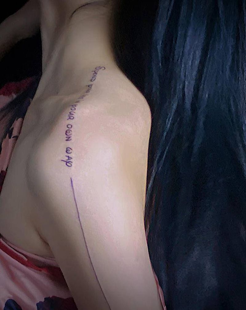 海浪 直线纹身图片_手臂小清新纹身图案