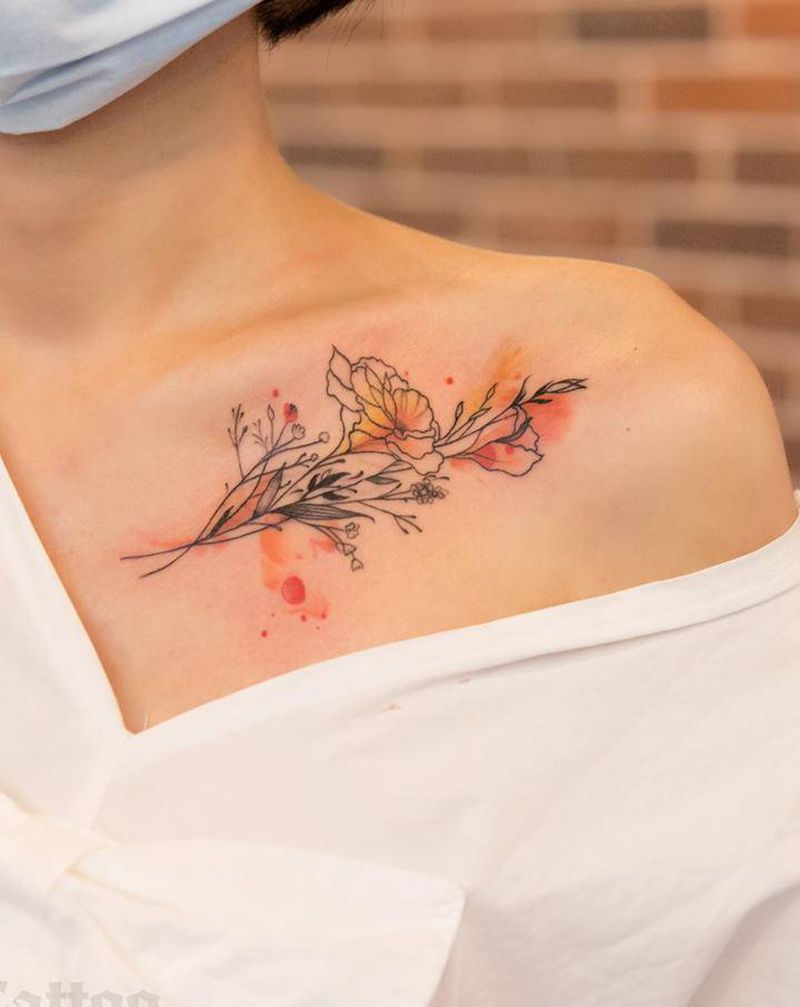 花束纹身图片_背部纹身图案