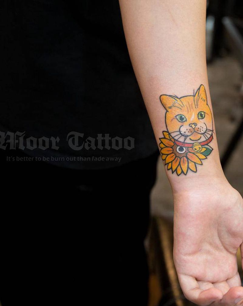 猫纹身图片_手部纹身图案