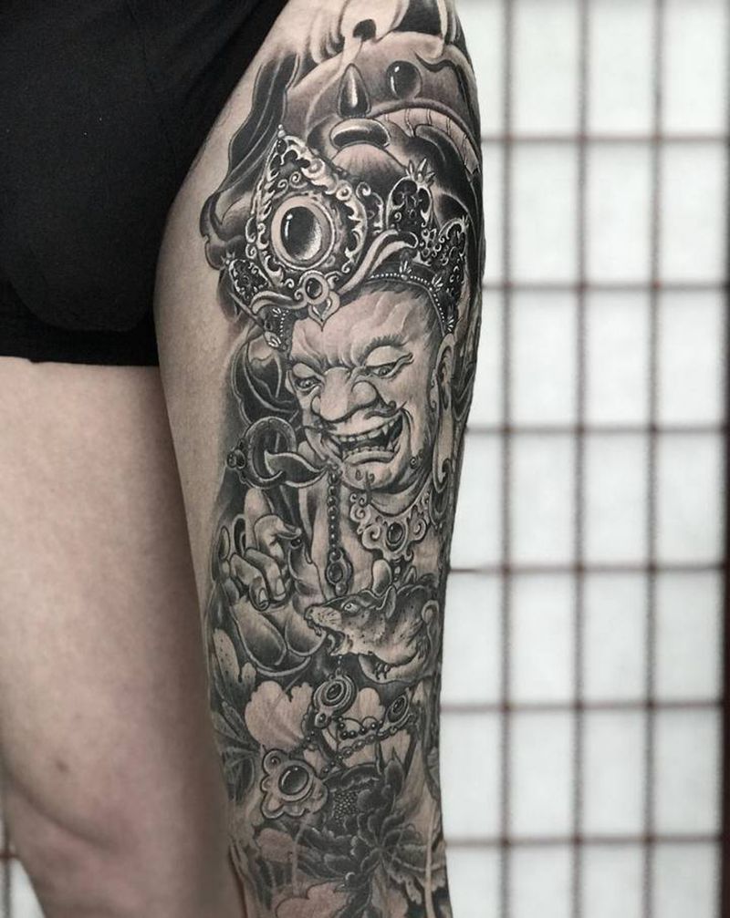 黄财神纹身图片_新传统纹身图案