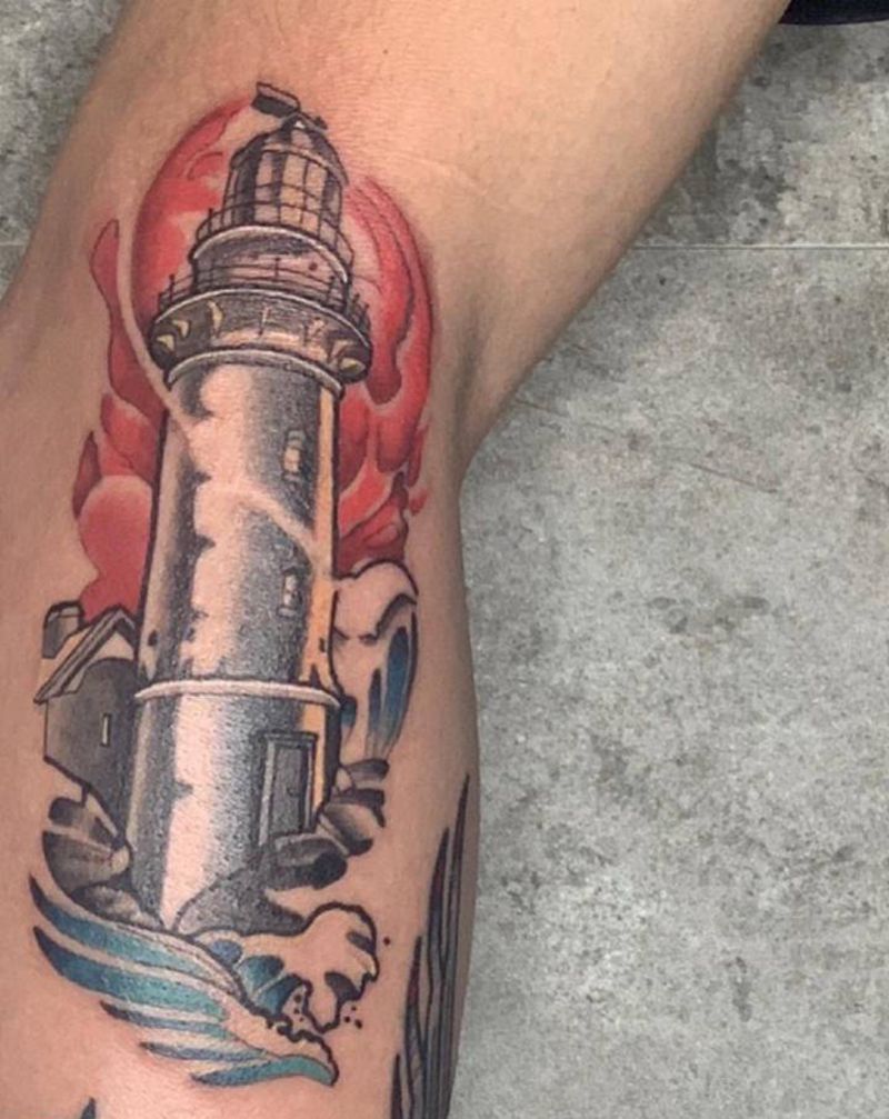 old school灯塔纹身图片_手臂Old School纹身图案