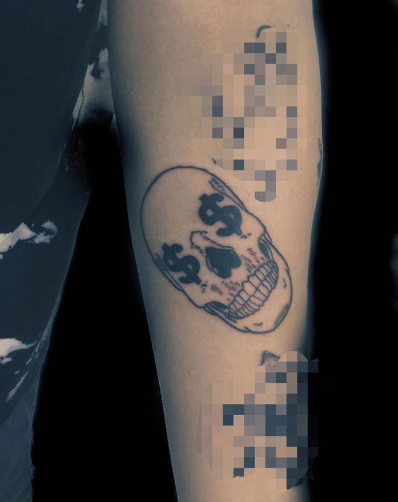 骷髅纹身图片_几何纹身图案