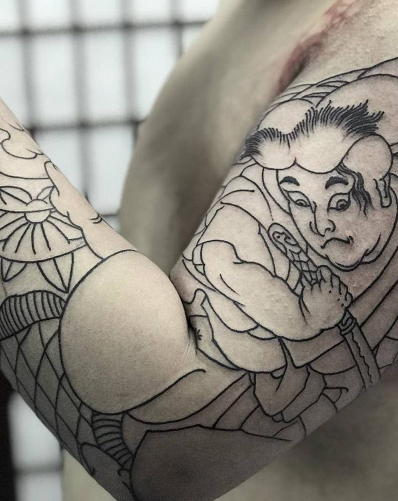 鬼若丸杀鲤纹身图片_老传统纹身图案