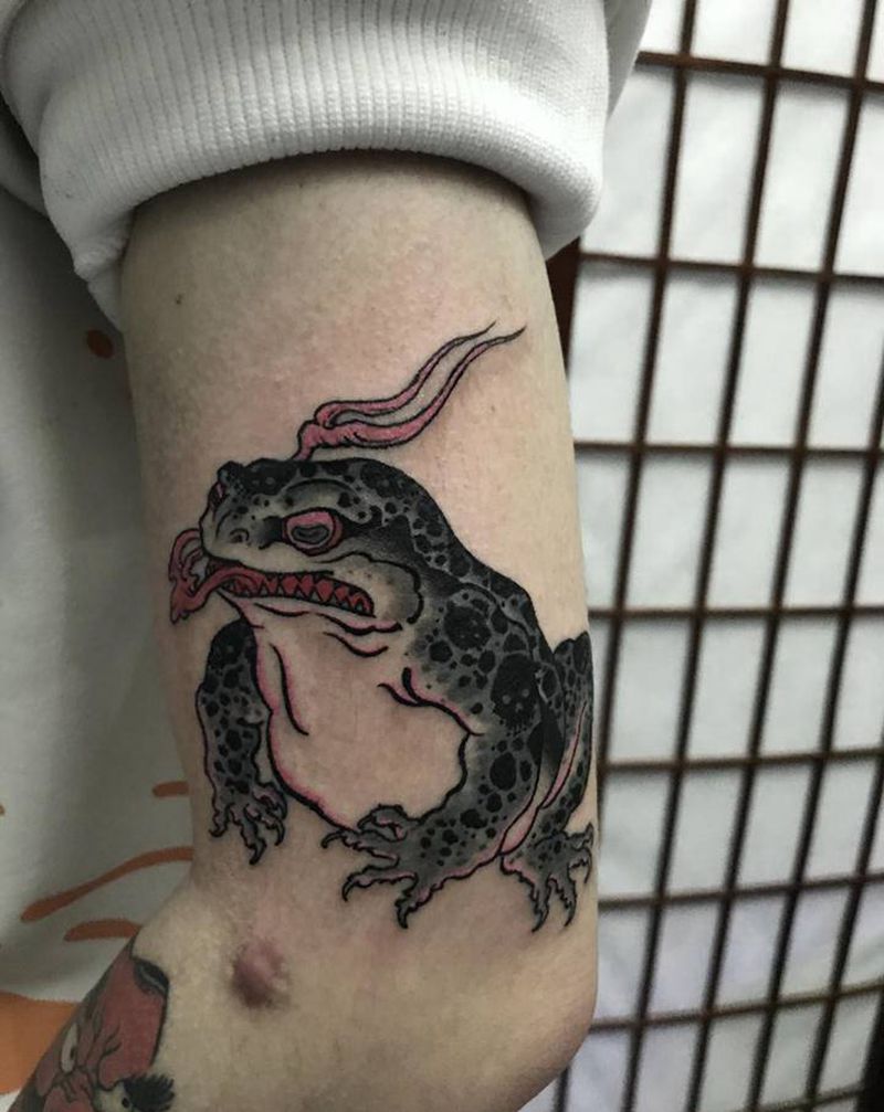 牛蛙纹身图片_老传统纹身图案