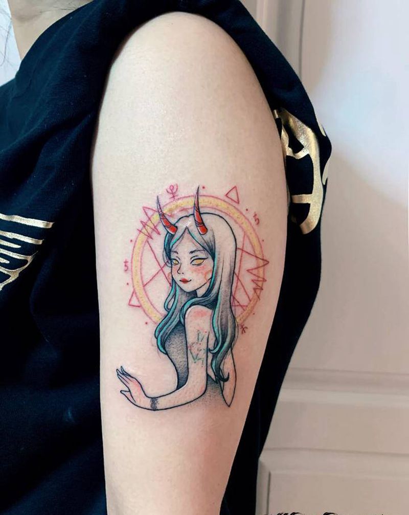 金牛座纹身图片_手臂New School插画纹身图案