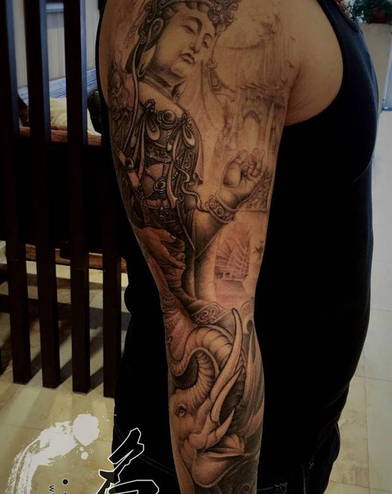 普贤菩萨纹身图片_手臂纹身图案