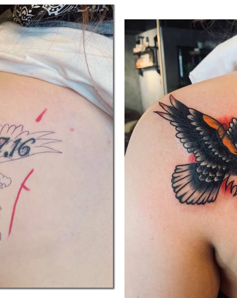 school纹身图片_背部Old School纹身图案