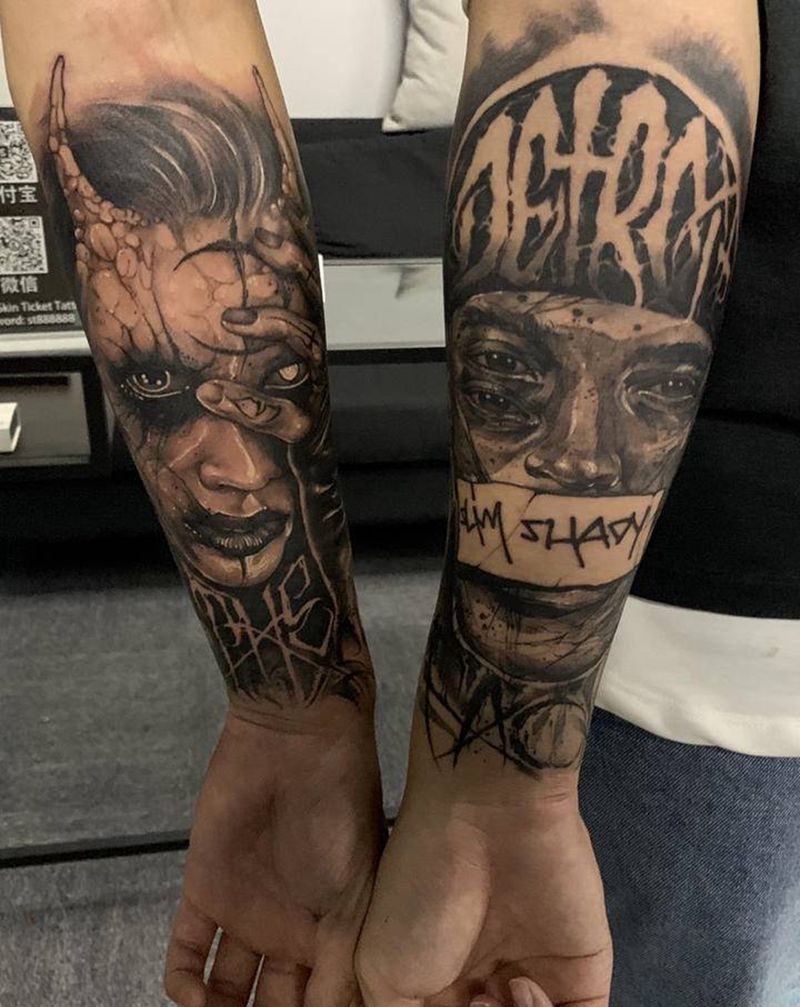 #纹身图片_手臂花体字欧美写实纹身图案