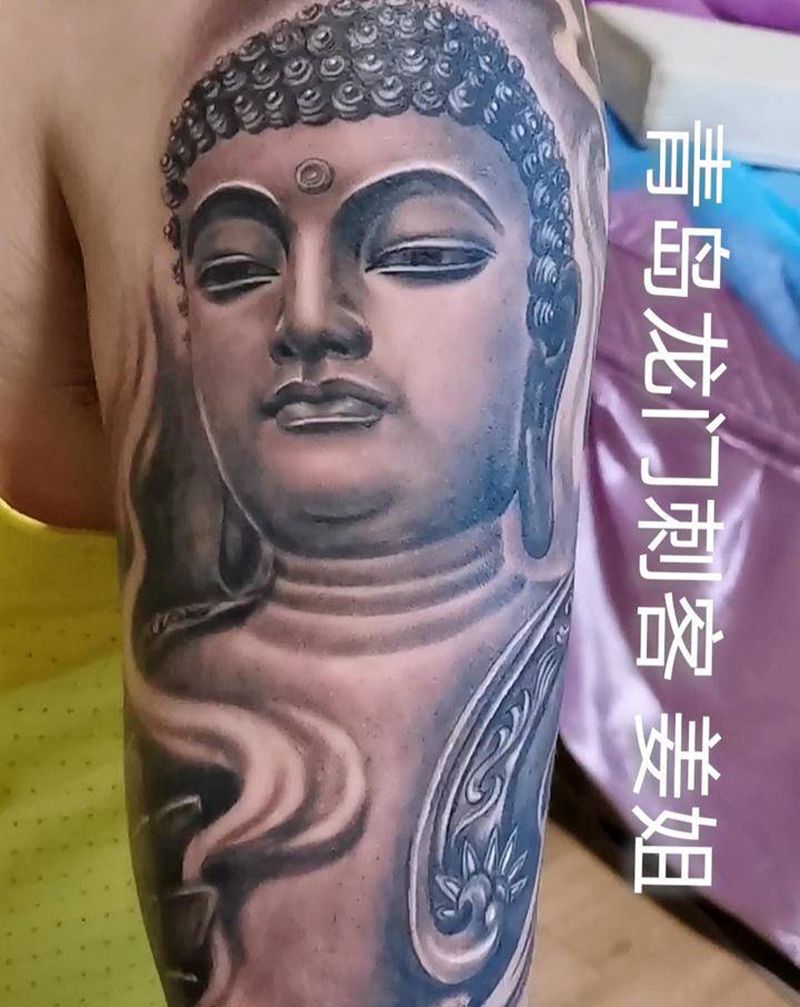 如来佛祖纹身图片_手臂新传统欧美写实纹身图案