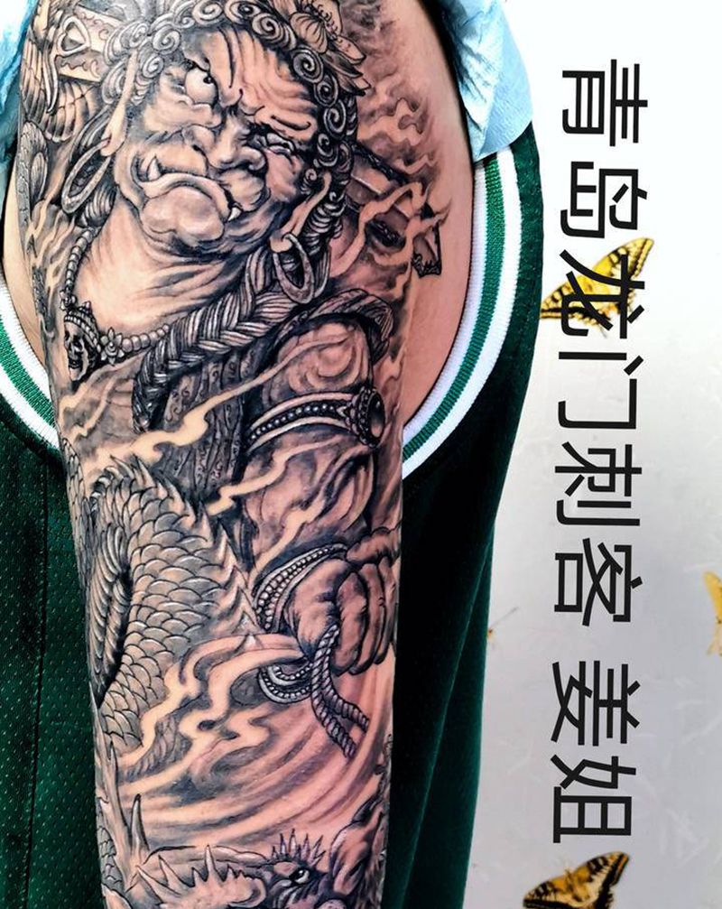 不动冥王纹身图片_手臂新传统纹身图案