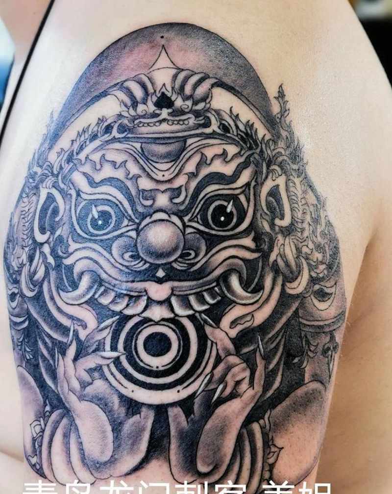 貔貅纹身图片_手臂新传统纹身图案