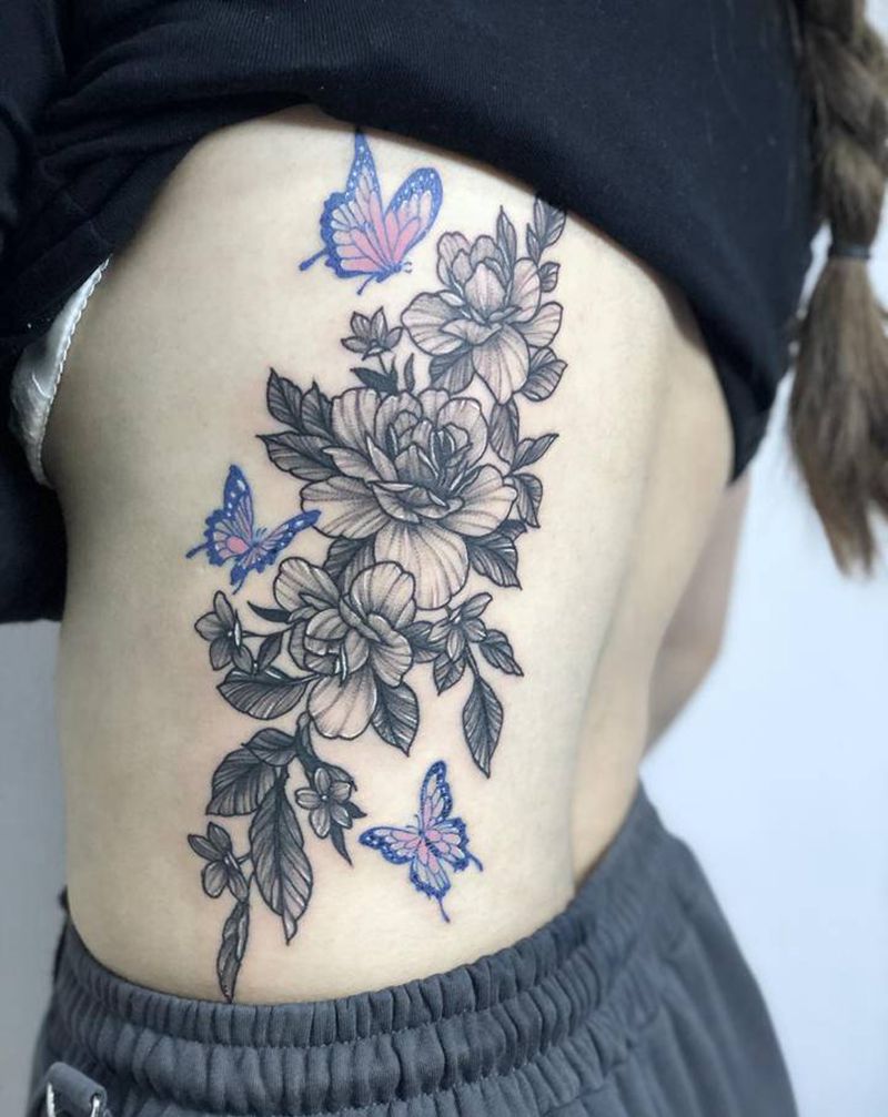 素花纹身图片_点刺纹身图案