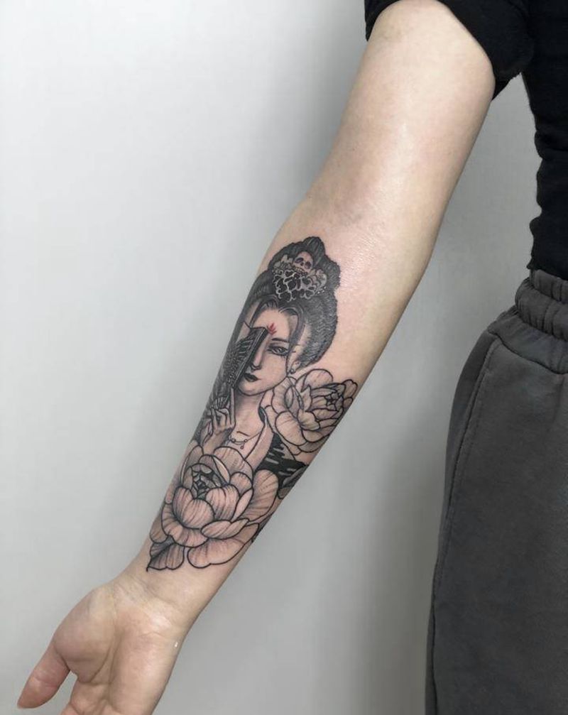 艺妓纹身图片_点刺纹身图案