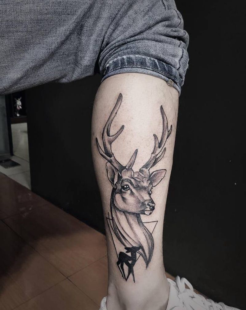 一路有你相伴，真好纹身图片_腿部纹身图案