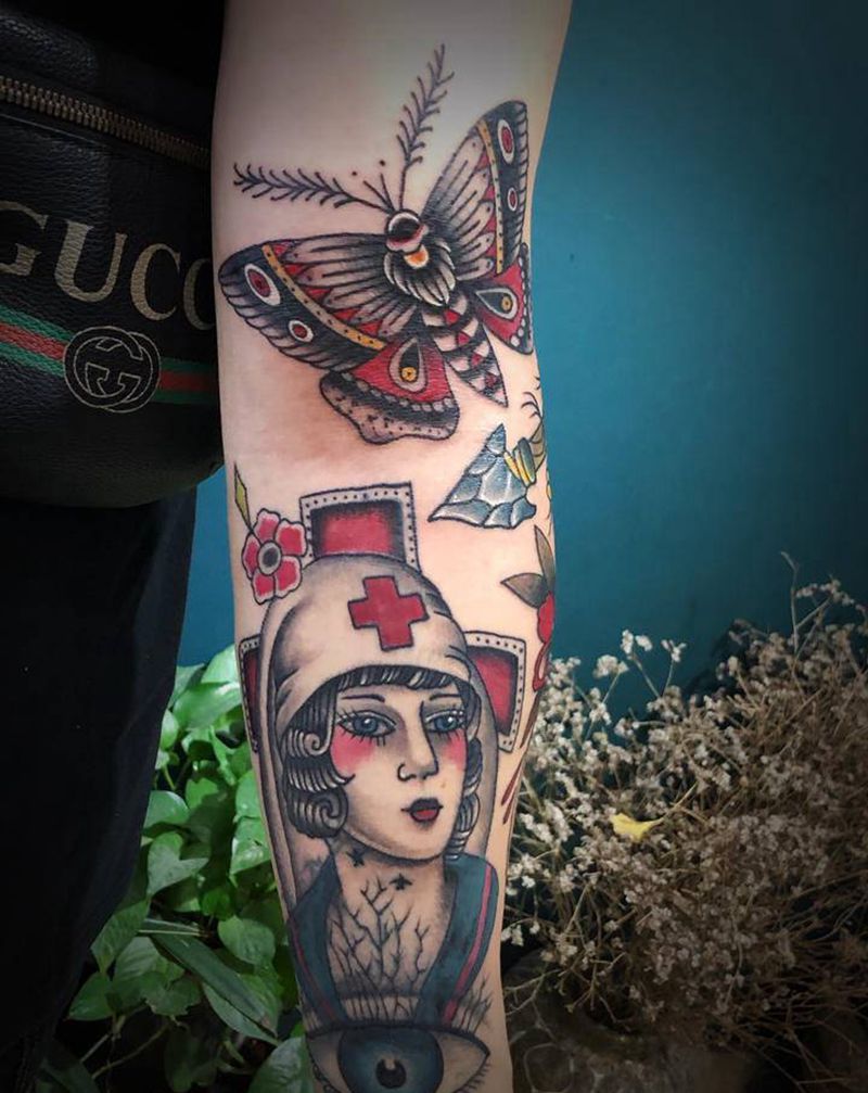 School 拼图花臂纹身图片_手臂纹身图案