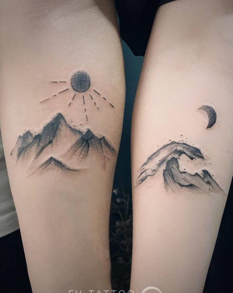 海誓山盟，日月可鉴，情侣纹身纹身图片_手臂纹身图案