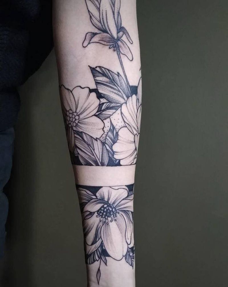 素花纹身图片_手臂纹身图案