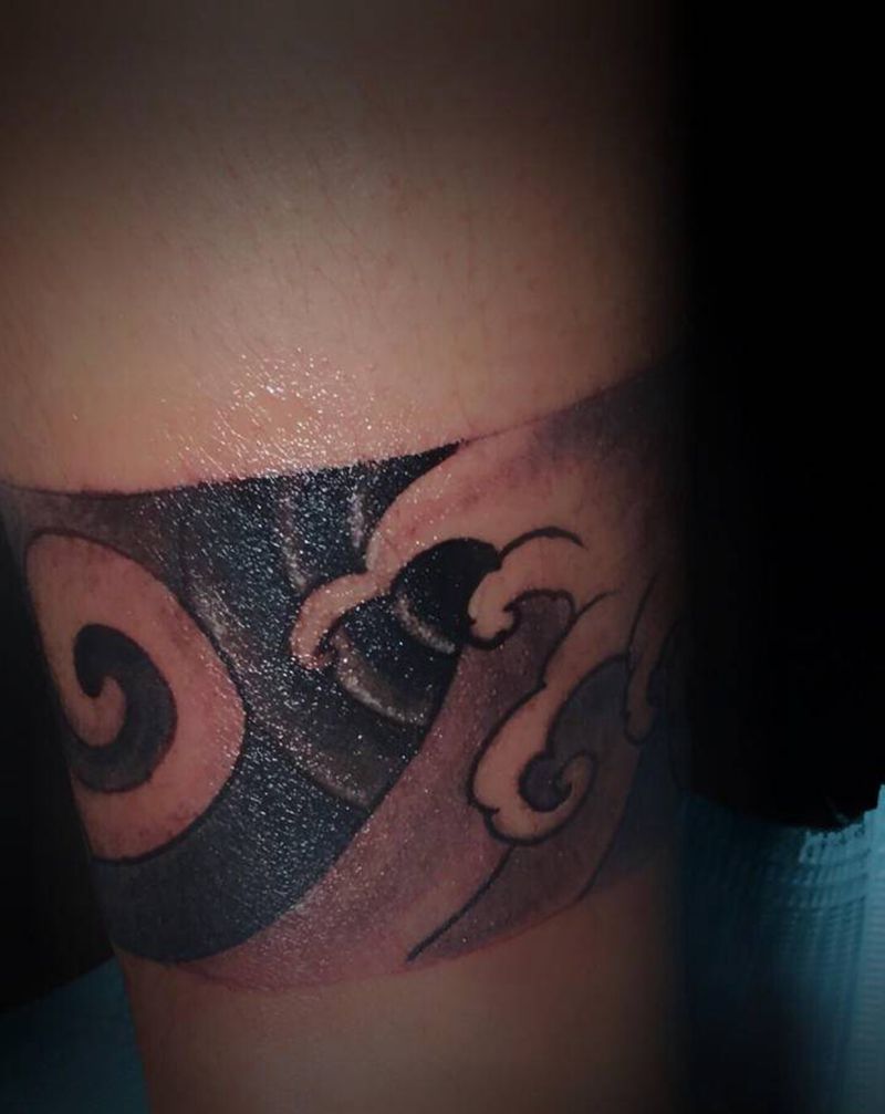 小腿腿环纹身图片_腿部纹身图案