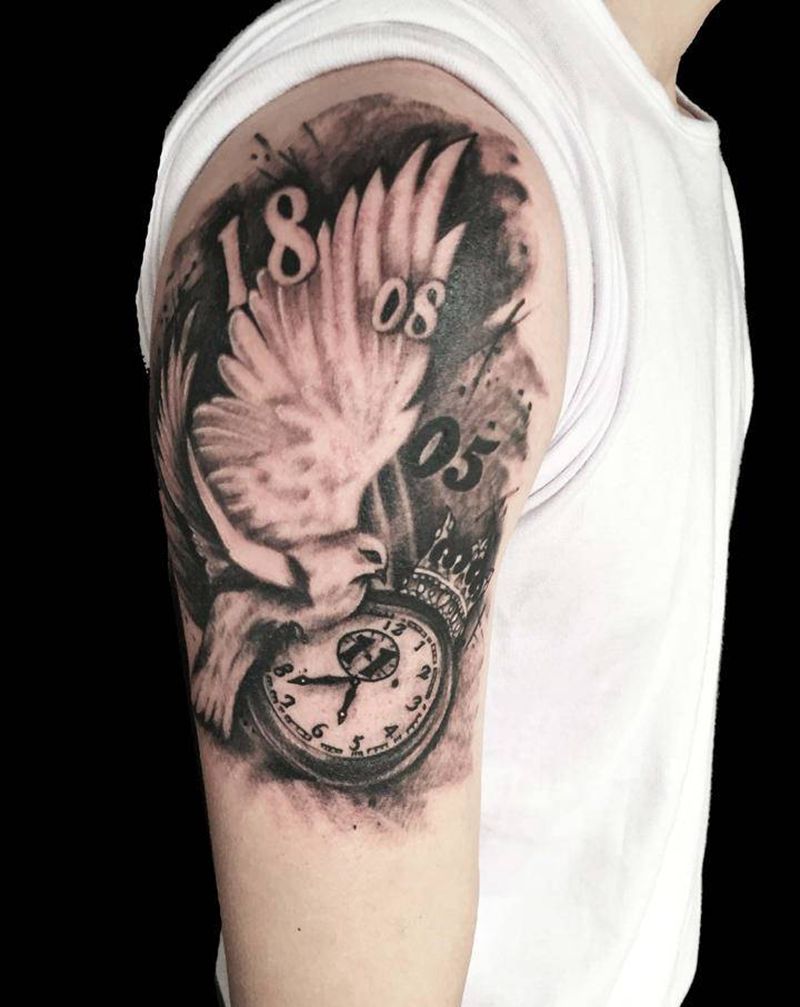 欧美风 男生大臂纹身纹身图片_手臂欧美写实水墨纹身图案