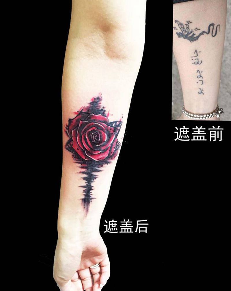 遮盖失败纹身玫瑰纹身纹身图片_水彩水墨纹身图案