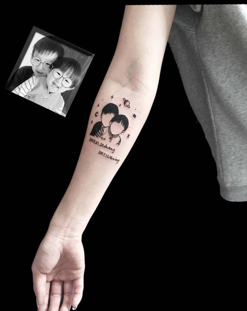 女生小清新纹身纹身图片_手臂胸部新传统花体字小清新纹身图案