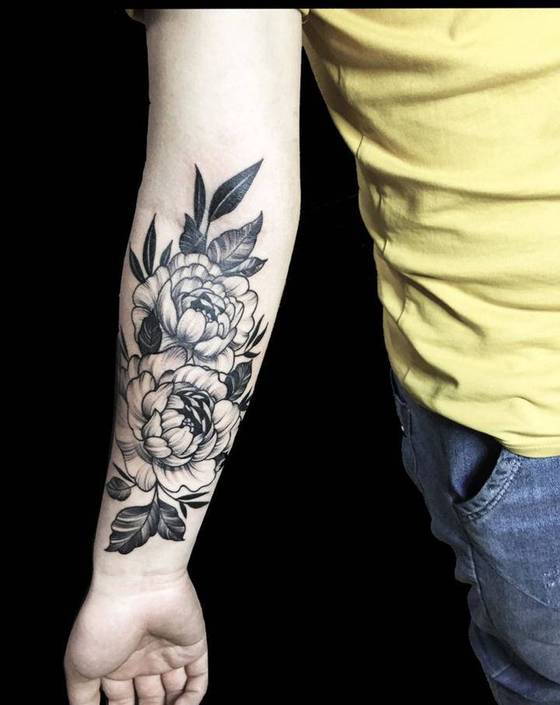 素花纹身纹身图片_手臂新传统素花系列纹身图案