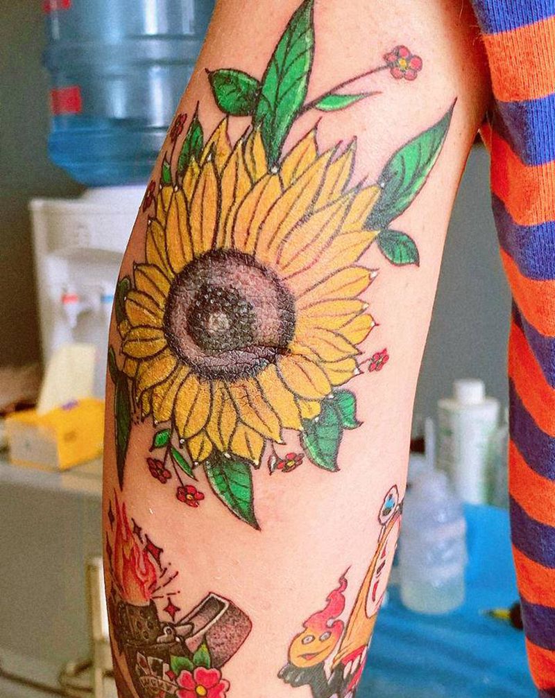 向日葵纹身图片_手臂纹身图案