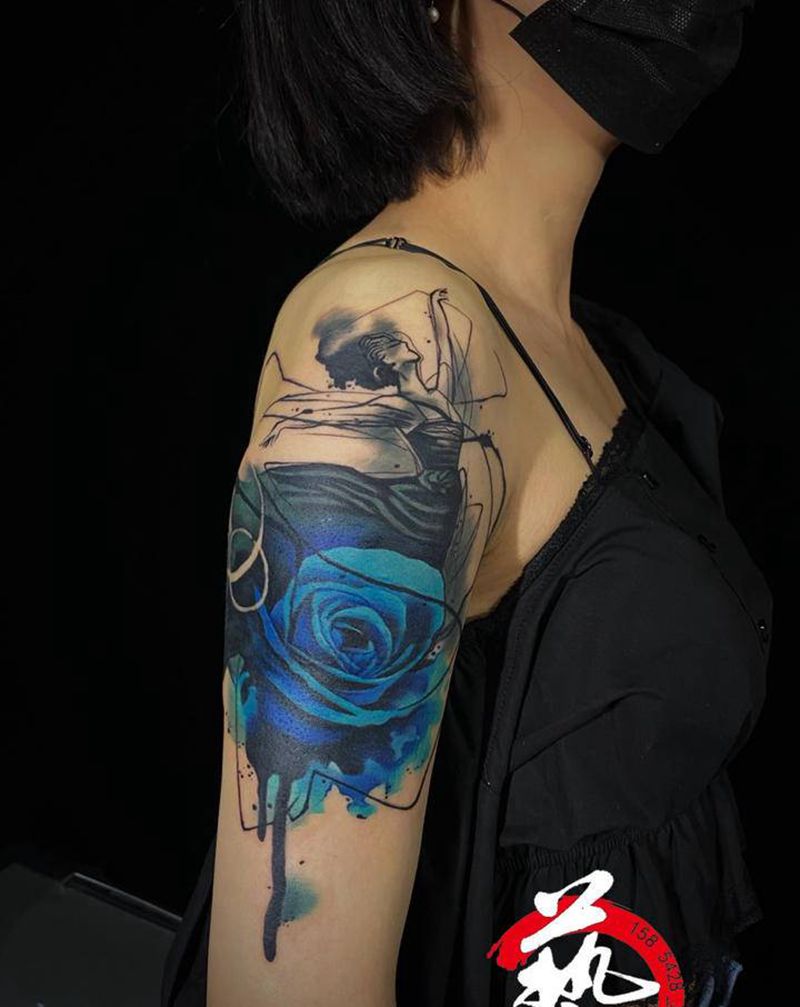 独舞纹身图片_手臂水墨胳膊纹身图案