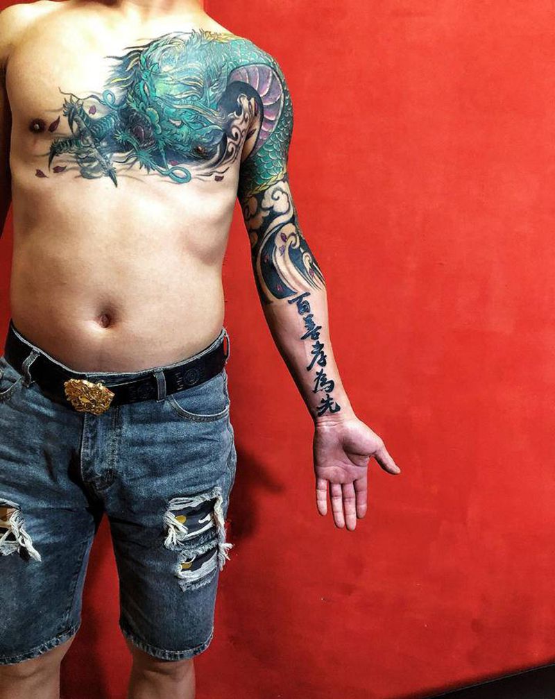 百善孝为先纹身图片_手臂纹身图案