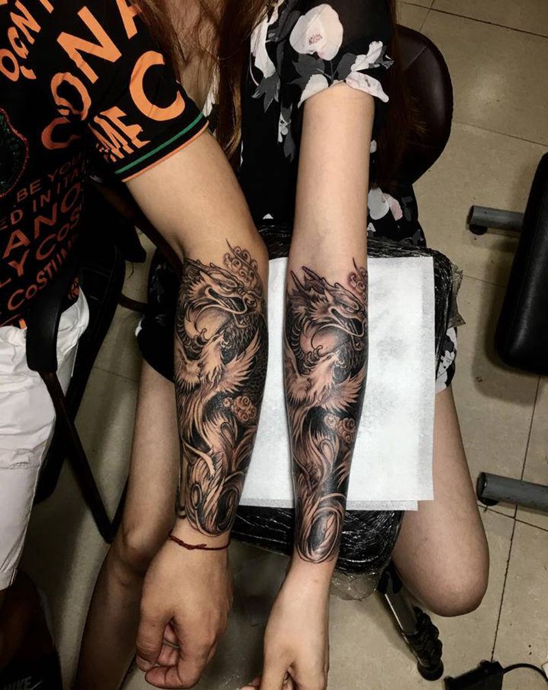 龙凤纹身图片_手臂纹身图案