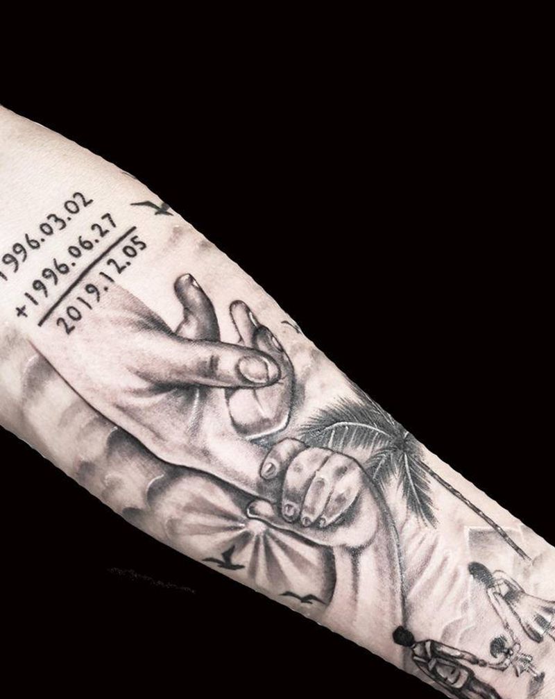 亲子纹身父爱如山纹身一家三口纹纹身图片_手臂欧美写实新传统纹身图案