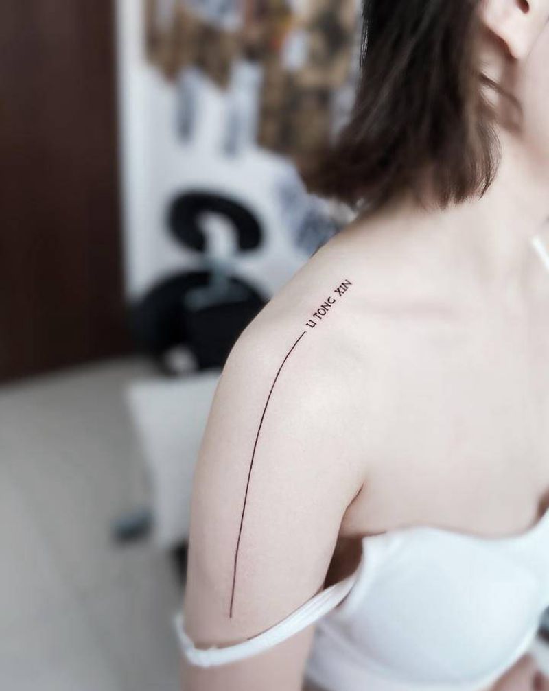 生命线纹身直线纹身小清新纹身纹身图片_手臂肩部新传统几何纹身图案