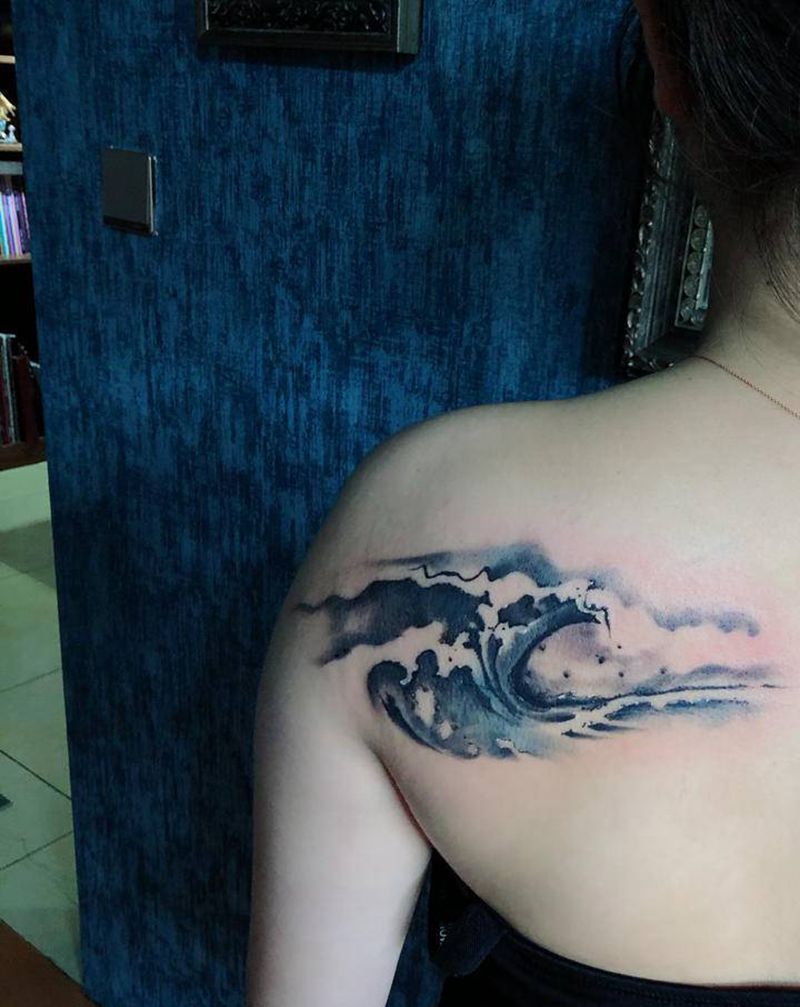 上善若水，遮盖纹身图片_水彩纹身图案