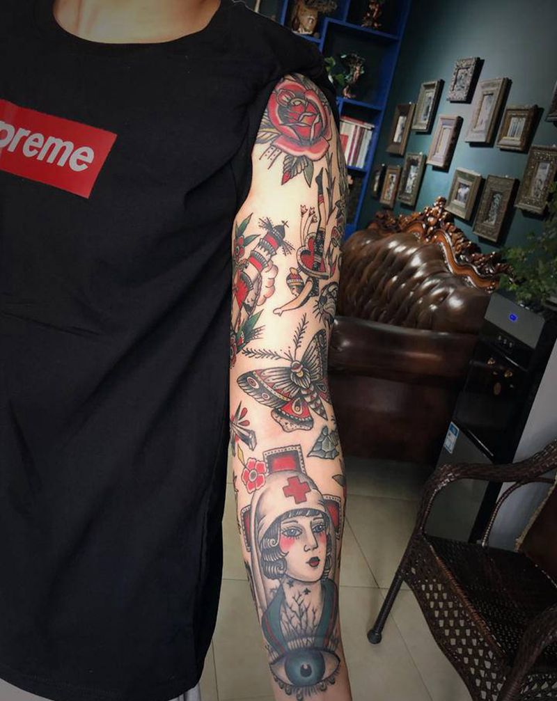 拼图纹身图片_手臂纹身图案