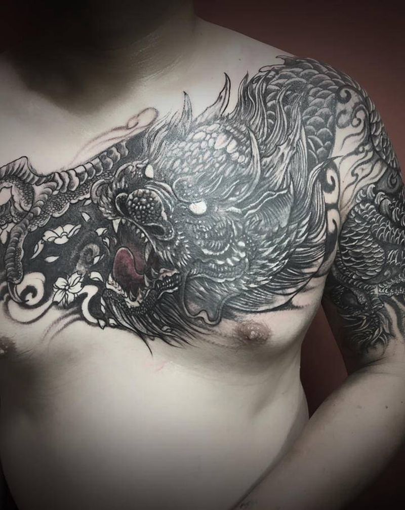 暴力遮盖纹身图片_胸部纹身图案