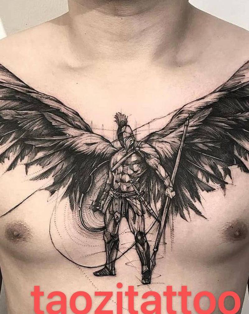 一根针全解决纹身图片_胸部纹身图案